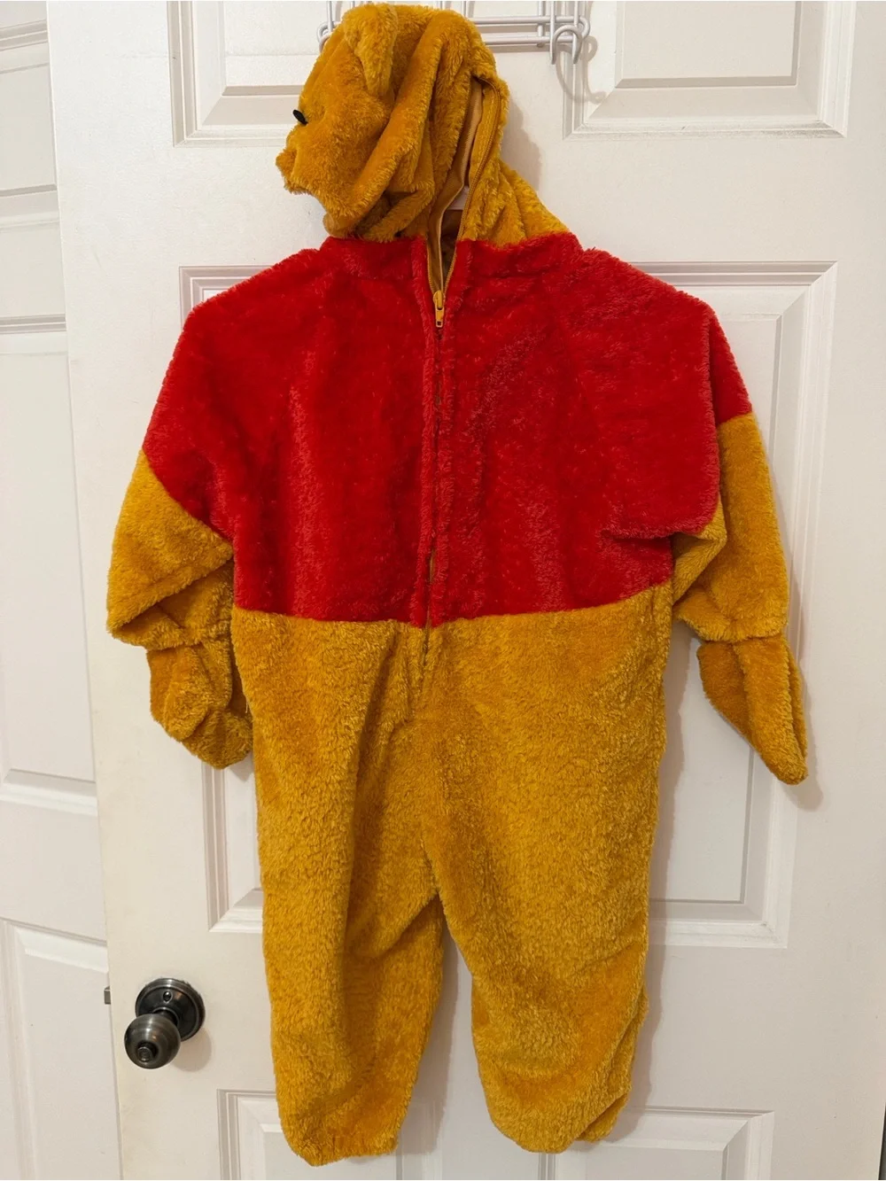 Vintage Disney Store Pooh Plush Hooded One-Piece Size XXS Halloween costume 2-3T